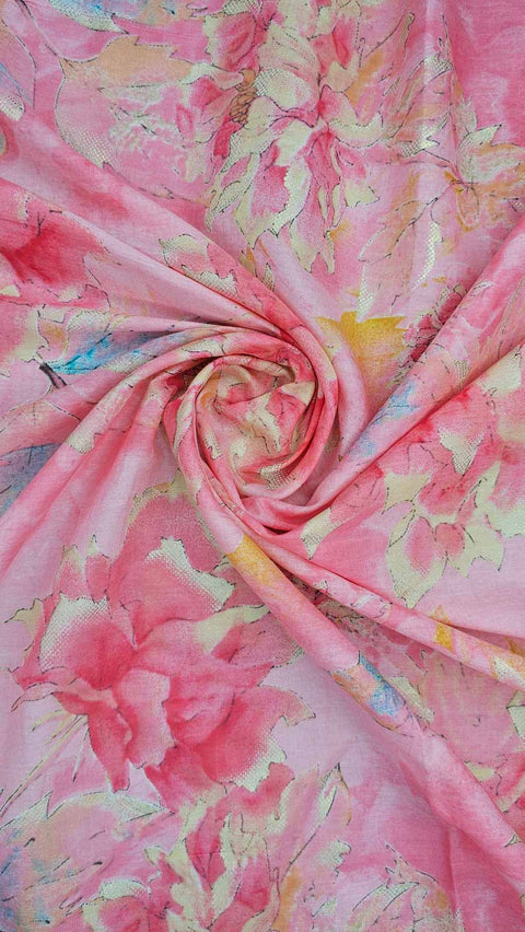 Vibrant pink and yellow floral fabric