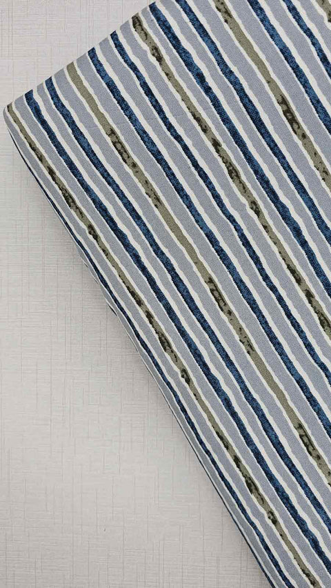 Stylish navy blue and white striped fabric
