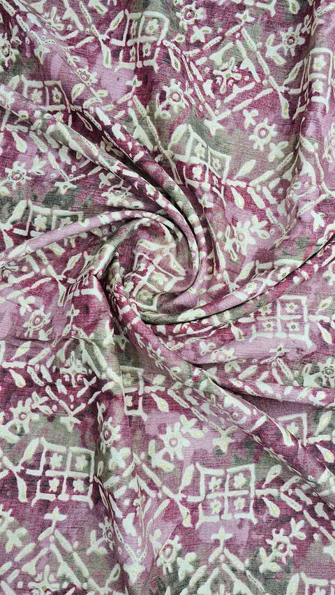 Striking purple and green print fabric