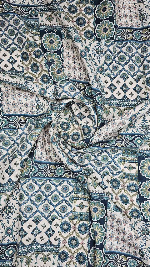 Beautiful paisley print in shades of blue fabric
