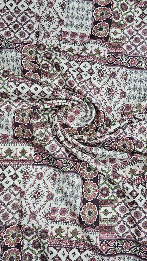 Vibrant red and white paisley print fabric