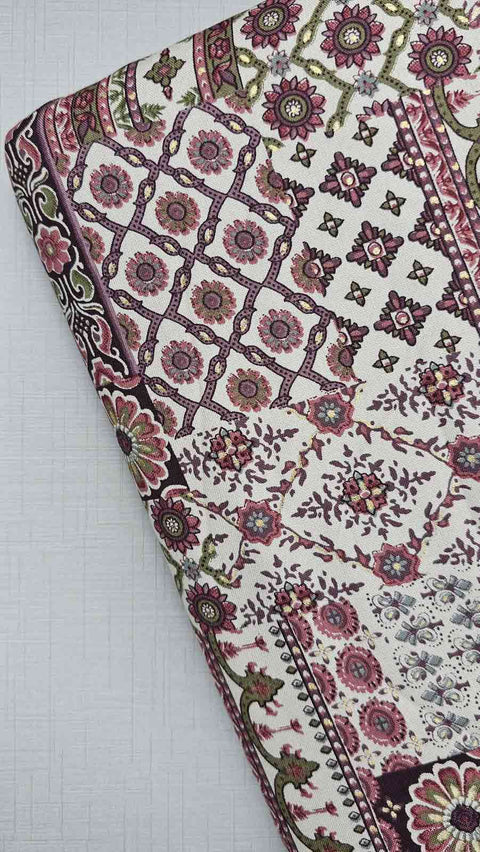 Vibrant red and white paisley print fabric
