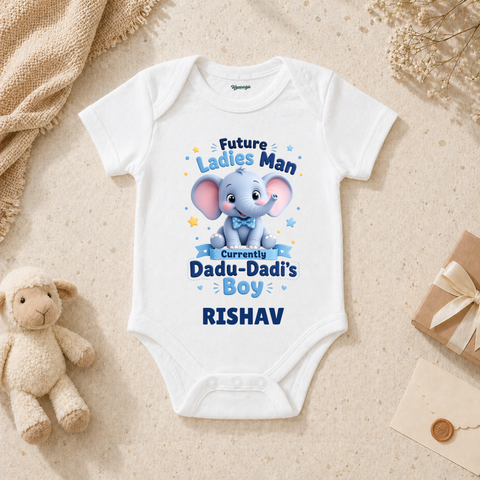 Future Ladies Man Cute Baby Elephant With Dadu Dadi Love