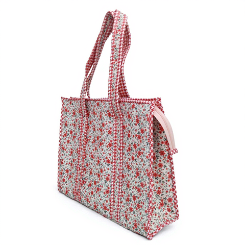 SCARLET MEADOW DITSY PRINT SMALL TOTE BAG