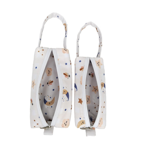 SLEEPY MOON & STARS PRINT SMALL DUO POUCH SET