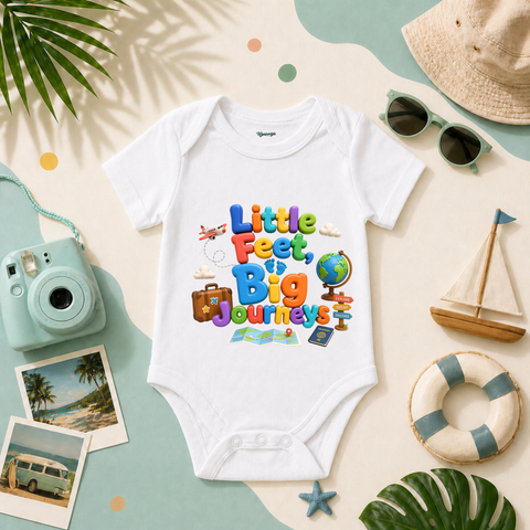 Travel Milestone Theme Little Feet Big Journeys Baby Adventure Family Trip Graphic T Shirt