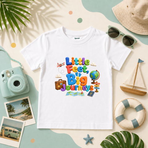 Travel Milestone Theme Little Feet Big Journeys Baby Adventure Family Trip Graphic T Shirt