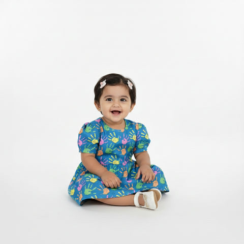 HOLI FROCK SMALL COLOURFUL HANDS