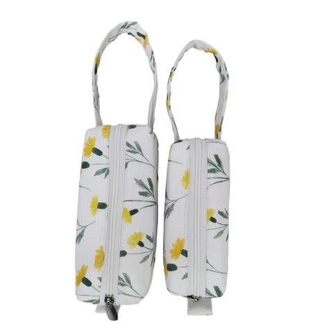 YELLOW DANDELION PRINT SMALL DUO POUCH SET