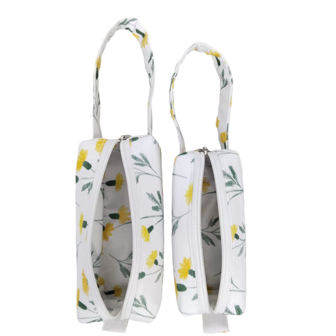 YELLOW DANDELION PRINT SMALL DUO POUCH SET