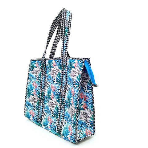 TROPICAL TEAL JAM PRINT SMALL TOTE BAG