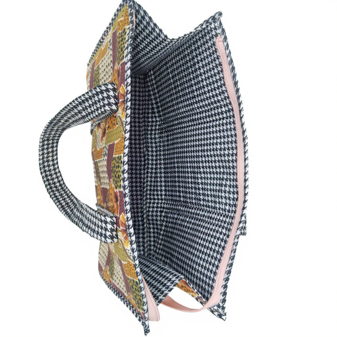 MIDNIGHT PEACH PETALS PRINT SMALL TOTE BAG