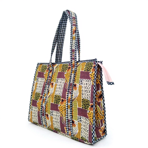 MIDNIGHT PEACH PETALS PRINT SMALL TOTE BAG