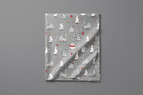 White Christmas trees with gray cats