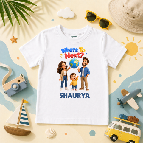 Where To Next Travel Kids T-Shirt Personalized Family Vacation Theme