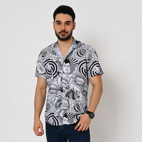 BLACK & WHITE BANG PRINTED SHIRT