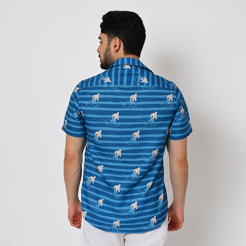 BLUE STRIPE SKATING PRINTED SHIRT