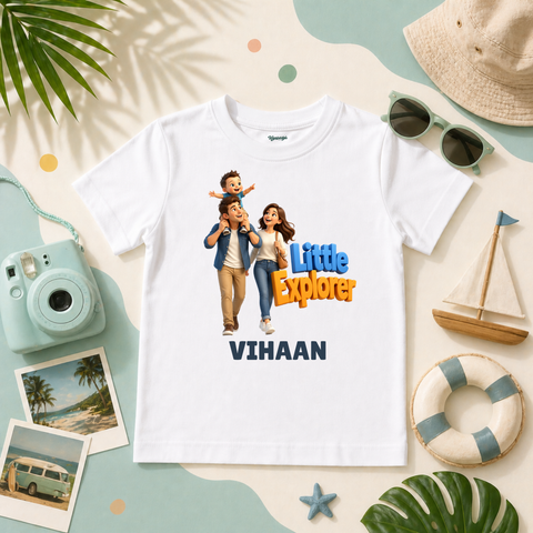 Little Explorer Family Travel Personalized Name T Shirt