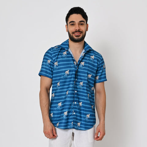 BLUE STRIPE SKATING PRINTED SHIRT