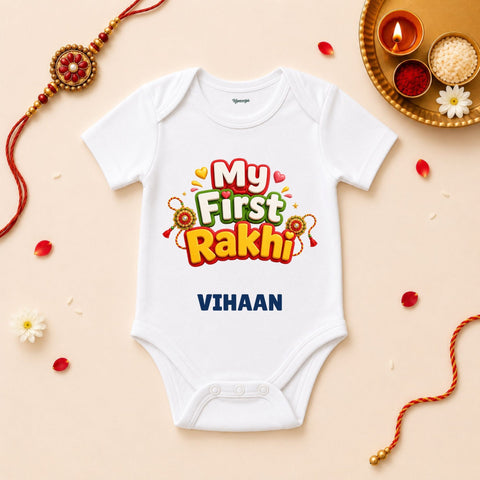 My First Rakhi Personalized Rakshabandhan Baby T-Shirt
