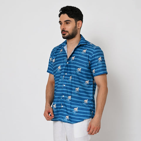 BLUE STRIPE SKATING PRINTED SHIRT