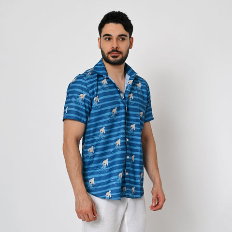 BLUE STRIPE SKATING PRINTED SHIRT