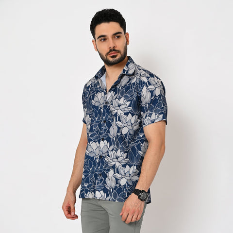 BIG WHITE FLOWER PRINTED SHIRT