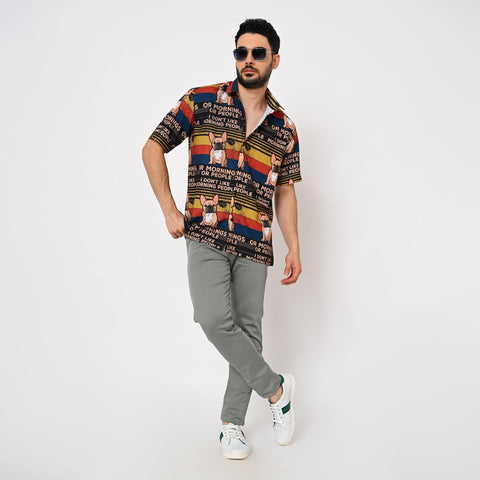 BIG STRRIPES DOG PRINTED SHIRT