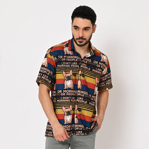 BIG STRRIPES DOG PRINTED SHIRT