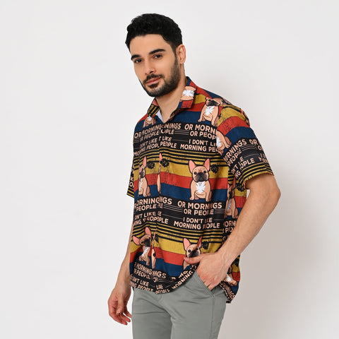 BIG STRRIPES DOG PRINTED SHIRT