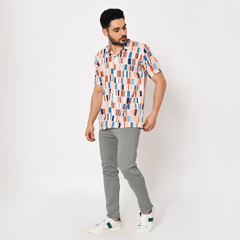 PASTEL COLOUR BLOCK PRINTED SHIRT