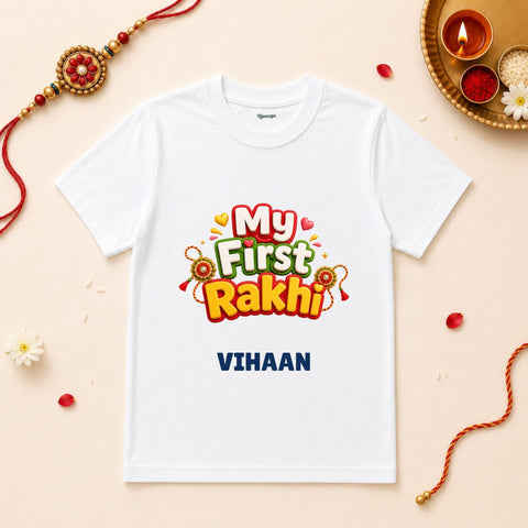 My First Rakhi Personalized Rakshabandhan Baby T-Shirt