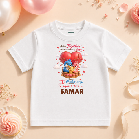 Kids 1st Anniversary Family Love T Shirt Custom Name Design
