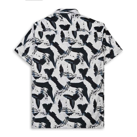 BLACK & WHITE BIRD PRINTED SHIRT