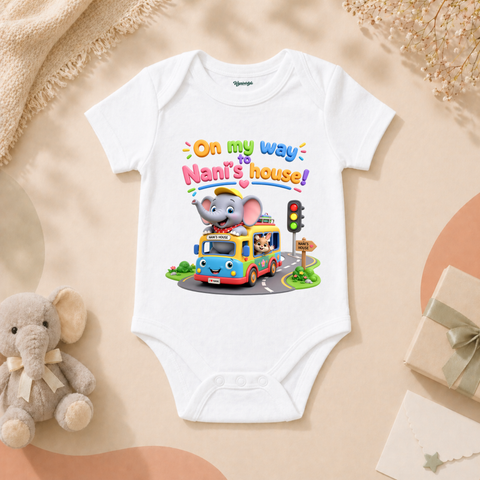 On My Way To Nani House Cute Elephant Bus Happy Travel Baby Fun