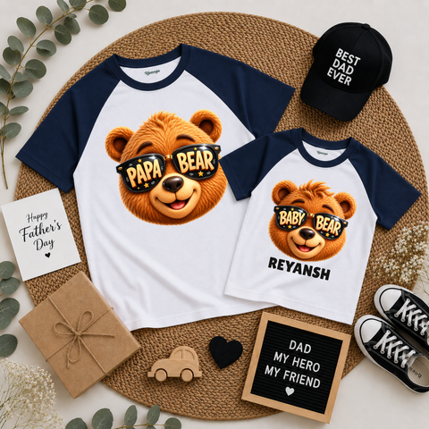 Papa & Bear Father's Day Matching Raglan T-Shirt Combo