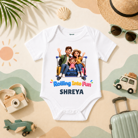 Rolling Into Fun Kids Travel T-Shirt Personalized Family Vacation Design