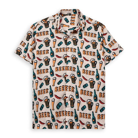 VIBRANT BEER MUGS AND GLASS PRINTED SHIRT