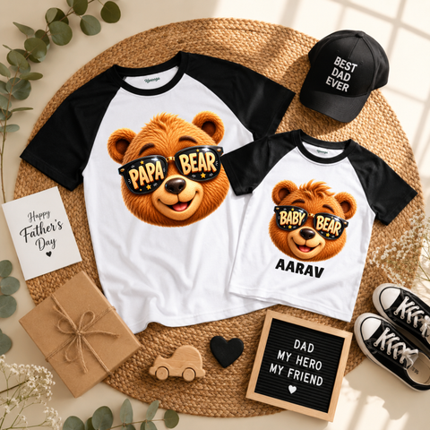 Papa & Bear Father's Day Matching Raglan T-Shirt Combo