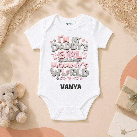 Cute Family Love For Baby Girl With Daddy And Mommy Message