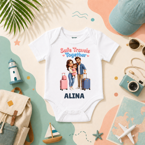 Safe Travels Together Personalized Kids T-Shirt Family Vacation Travel Design