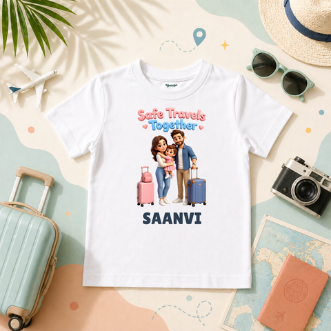 Safe Travels Together Personalized Kids T-Shirt Family Vacation Travel Design