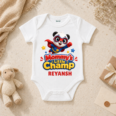 Playful Baby Mommy’s Little Champ With Superhero Panda