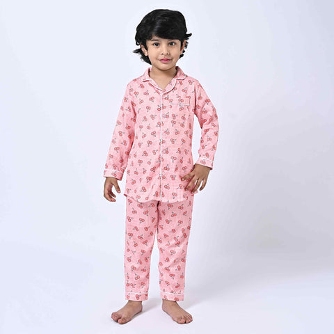 Checks Cherry Printed Kids Night Suit