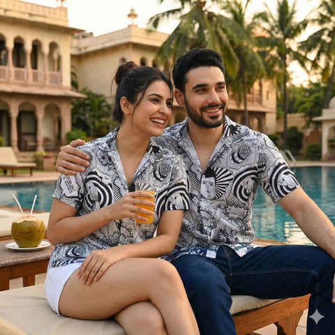 BLACK & WHITE BANG PRINTED SHIRT