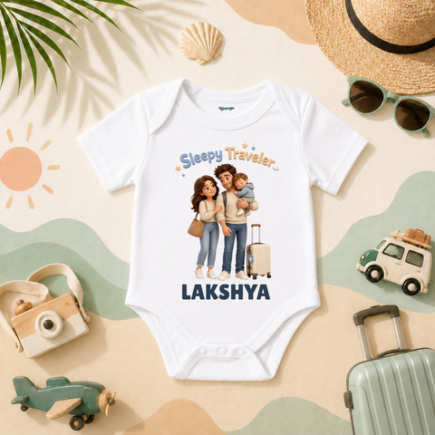 Sleepy Traveler Personalized Kids T-Shirt Cute Family Vacation Travel Design