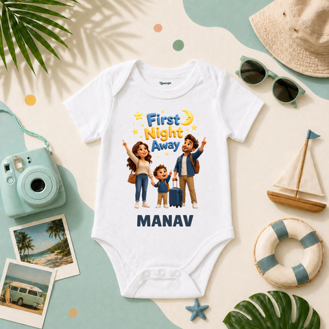 First Night Away Personalized Kids T-Shirt Family Vacation Milestone Travel Design