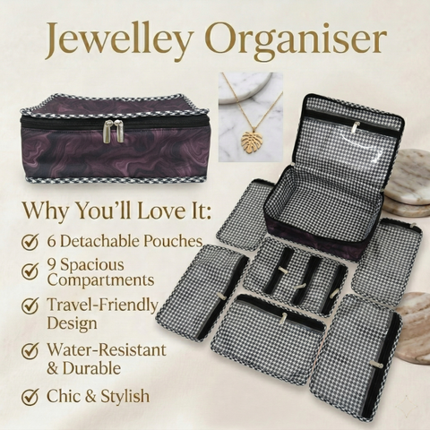 PLUM MARBLE PRINT JEWELRY ORGANIZER