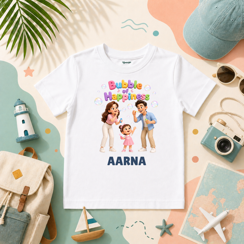 Bubble of Happiness Personalized Kids T-Shirt Cute Family Fun Vacation Design