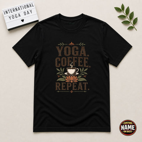 Yoga Coffee Repeat Tshirt